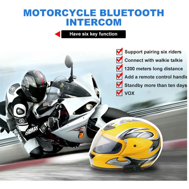 Ejeas E6 плюс BT переговорное устройство для мотоциклетного шлема 1200 м коммуникатор шлем шлемофон VOX с пультом дистанционного управления Управление для 6 Riders