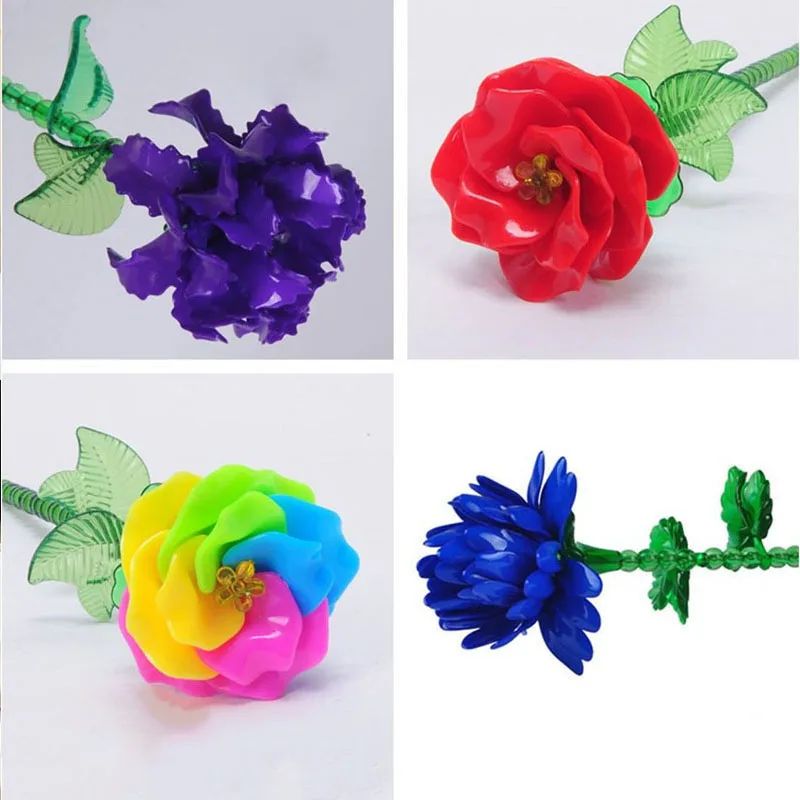 

DIY Handmade artificial flower 27cm Acrylic Rose Flower wedding party Home Decoration Valentine's Day Gift For Girlfriend Craft