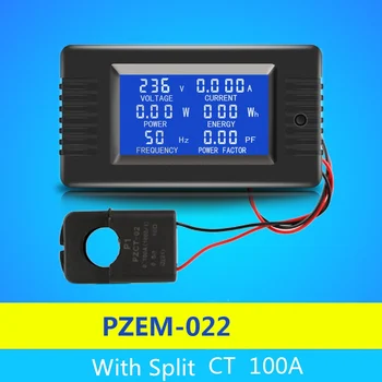 

AC 6 in 1 220V 100A Single Phase Digital Panel Ampere Meter Volt Meters Power Factor Meter With Split CT
