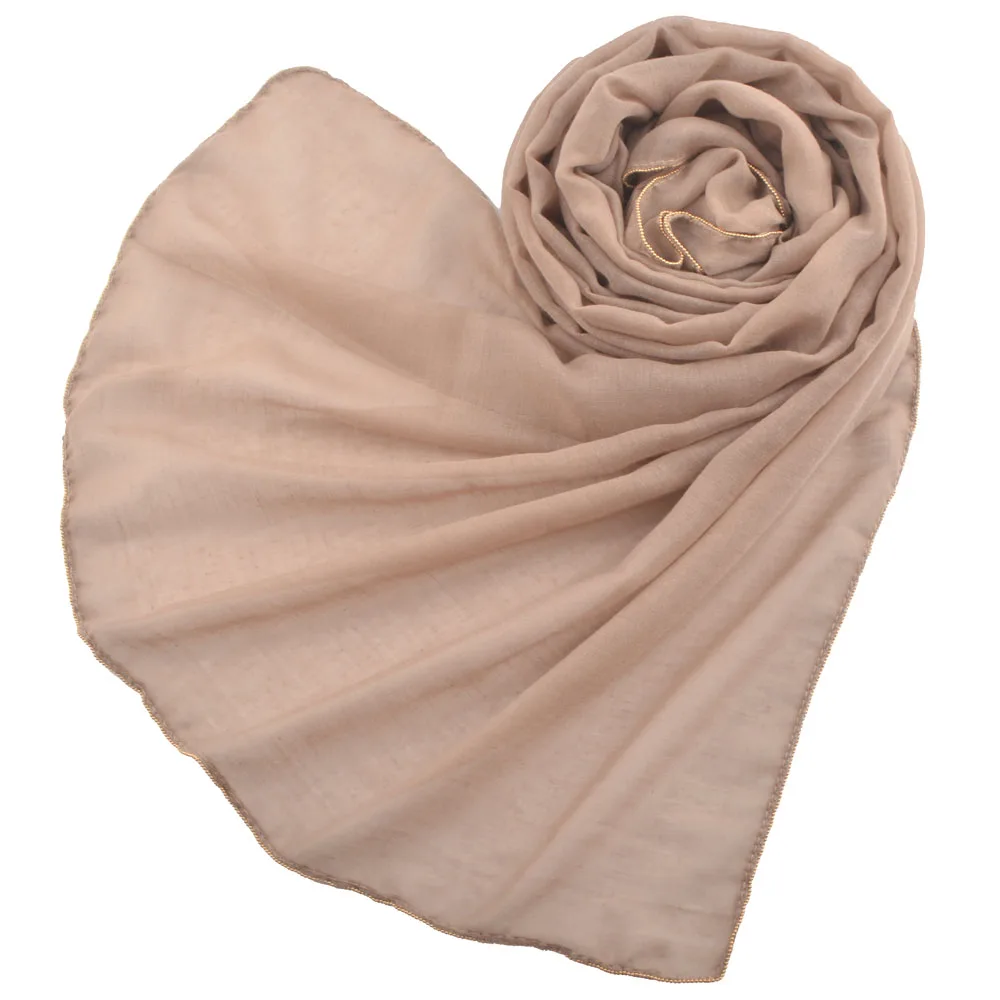 Echarpes foulard femme musulman 2019, хлопковый шарф с цепочкой, простой мусульманский хиджаб с цепочкой, шали и шарфы, головной платок, шарф