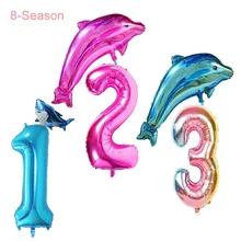 8-сезон 1st День рождения акулы детские тема животных вечерние Акула Количество воздушных шаров, для детей 1, 2, 3, 4, 5, 6 лет, детские подарки для детей украшения