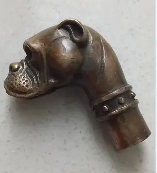 

Chines Velho Bronze Mao Esculpida Estatua Do Cao feroz Cabeca Bengala Colecao Fret