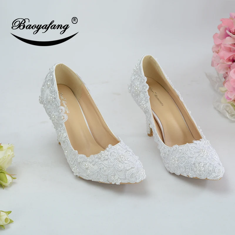 Baoyafang Pointed Toe New Arrival Autumn White Wedding Shoes