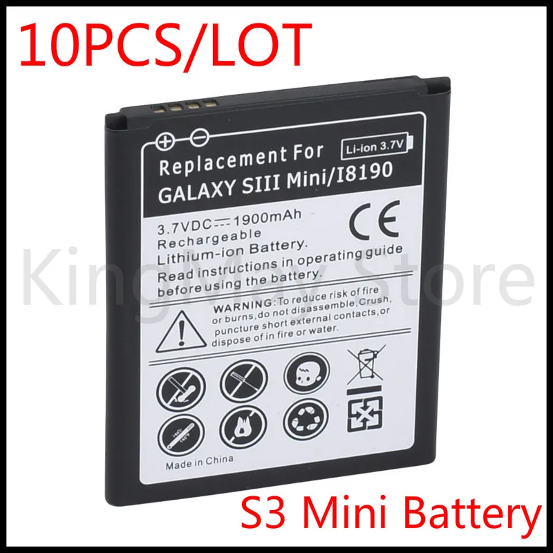 

2019 new 10pcs/lot For S3mini battery 4 pins Battery EB425161LU/EB-L1M7FLU for Galaxy S3 mini I8160 8190 ace 2 battery