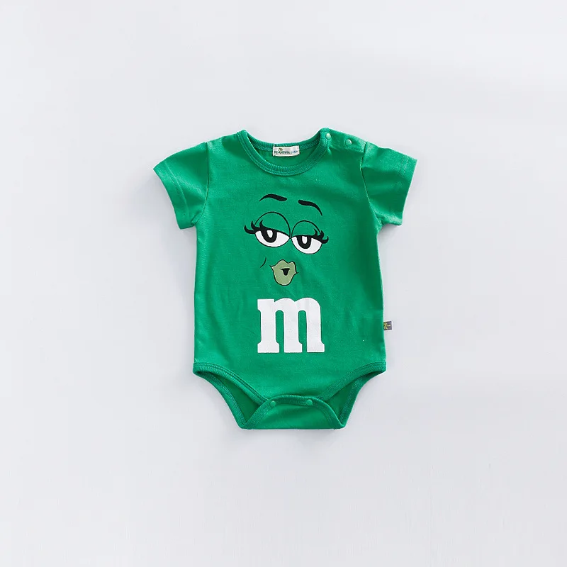 Одежда для новорожденных мальчиков, унисекс, Детский комбинезон для мальчиков и девочек, карамельный цвет, детский спортивный костюм с рисунком Шоколадных Бобов, новинка - Цвет: Green