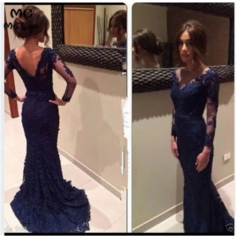 

African Royal blue prom dress 2019 Sexy Fashion vestidos de formatura vestido de festa Women mermaid long sleeve prom dresses