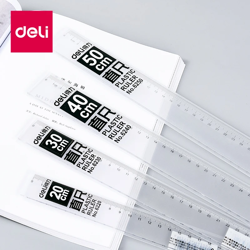 

Deli Transparent Plastic Straight Ruler Measure Scale 30 40cm Teaching Tools Student Drawing Measuring Rulers Office Supplies