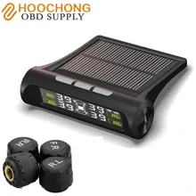 Solar Power TPMS Smart Car Tire Tyre Pressure Monitoring System Wireless Alarm Warning with 4 Sensors BAR PSI LCD Display