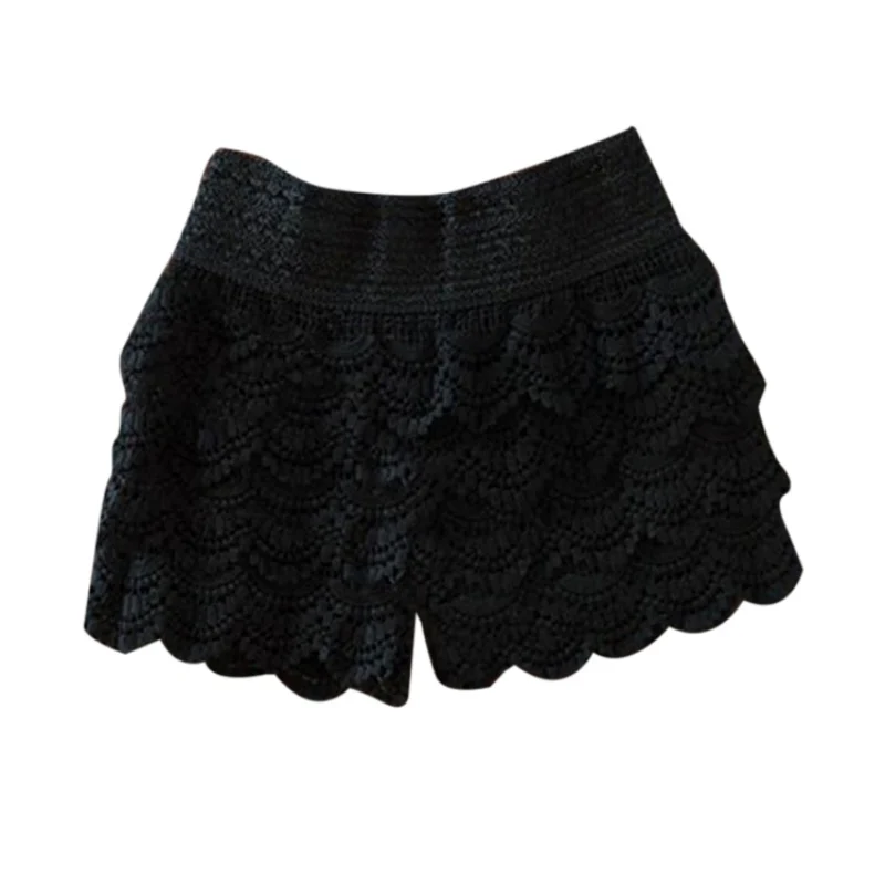 Summer Fashion Womens Shorts Lace Crochet Elastic Waist Slim Short Pants