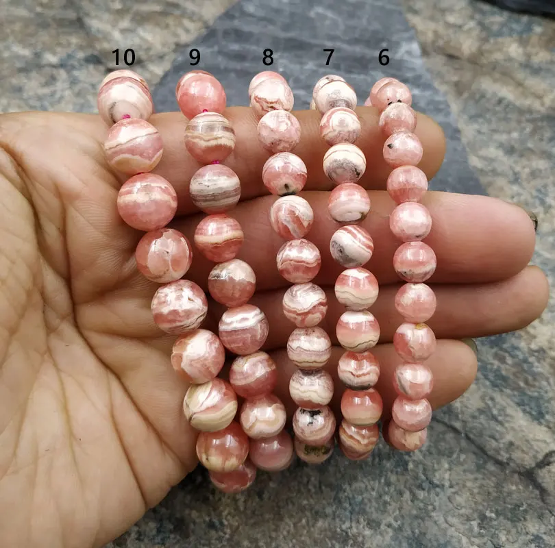 

Natural A+ Argentine Rhodochrosites Beads Elastic String Bracelet M0065