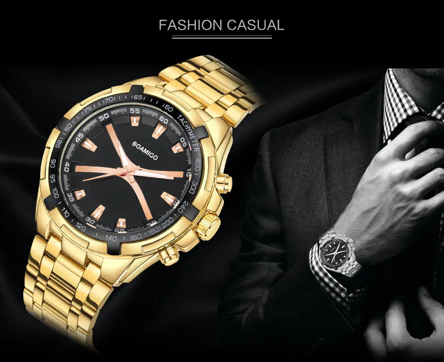 Брендовые мужские часы BOAMIGO, модные спортивные кварцевые часы для мужчин, Роскошные наручные часы со стальным ремешком, мужские часы, мужские часы