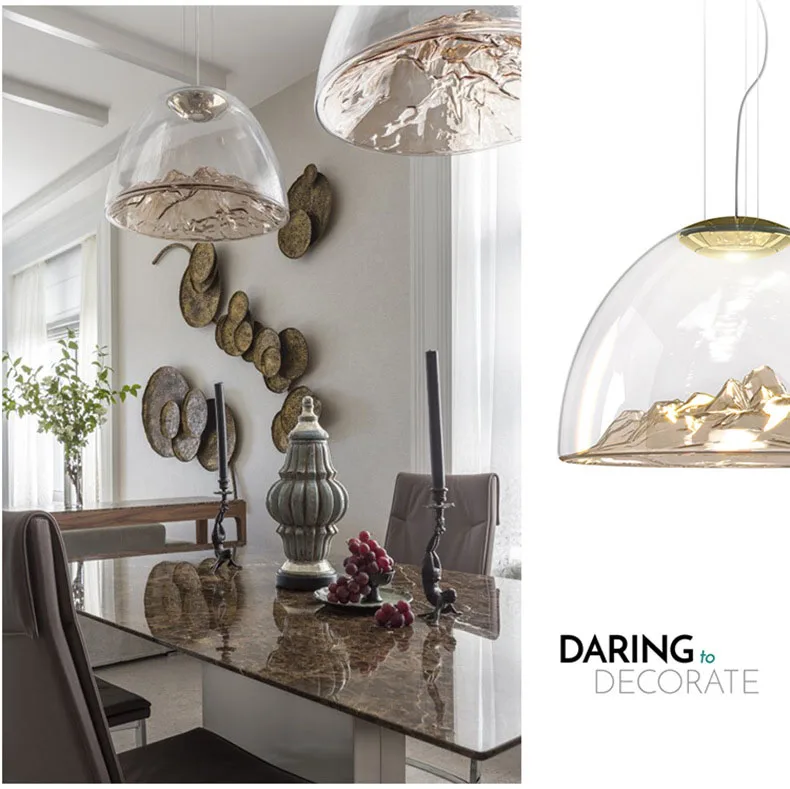 Скандинавский дизайнерский стеклянный подвесной светильник, золотой холм, художественный декор, столовая, светодиодная Подвесная лампа, светильник для внутреннего освещения, подвесной светильник