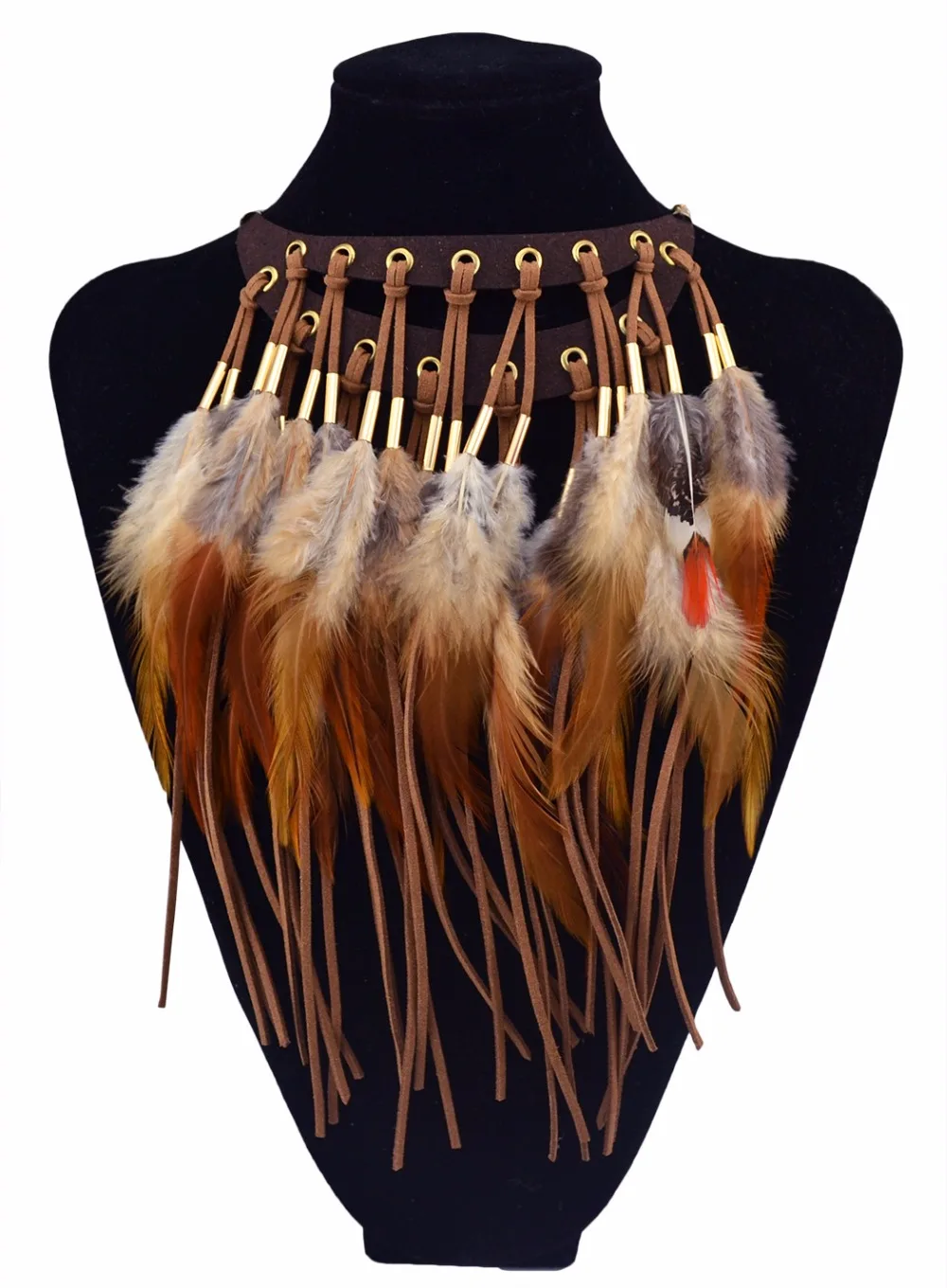 

Indian Design Maxi Jewelry Exaggerate Black Feather Statement Crystal Collar Necklaces & Pendants Fashion Chokers Necklaces