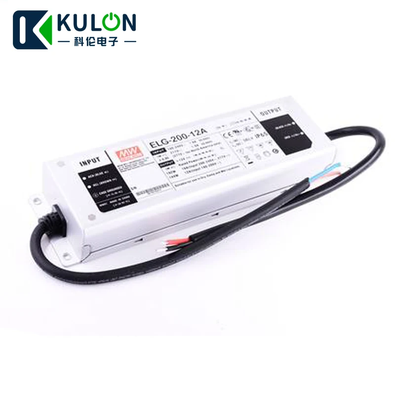 Бренд MEAN WELL представляет ELG-200-12A 192W 12V 16A IP65 водонепроницаемый Питание Meanwell Светодиодный драйвер ELG-200