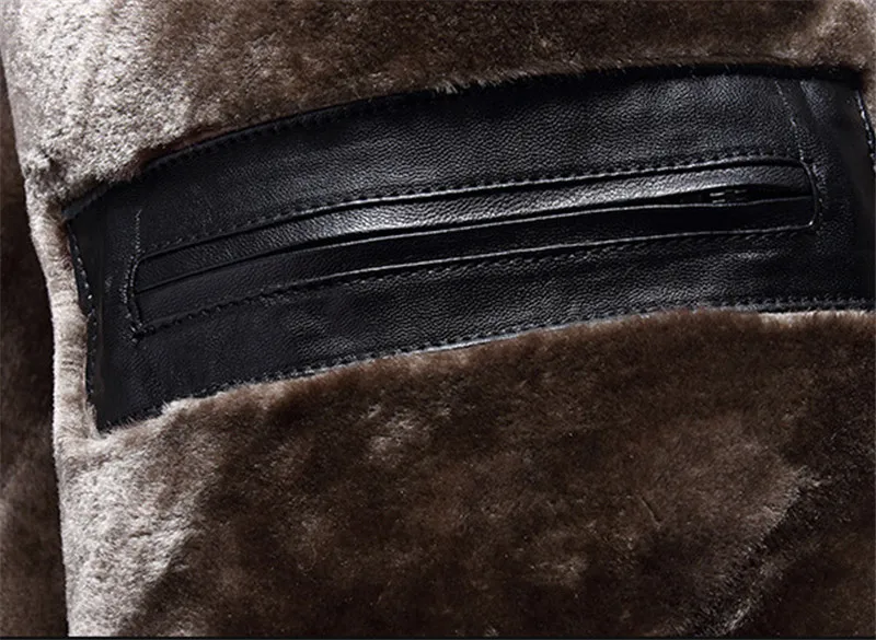 2018 подходит для мужчин с мехом один кожаный мужской длинный участок плюс бархатная Толстая куртка зимний меховой воротник искусственный