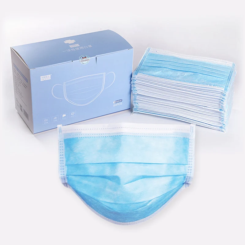 

DR.ROOS 50pcs/box Blue and Black Disposable Face Mask 3 layer Medical Dental Earloop