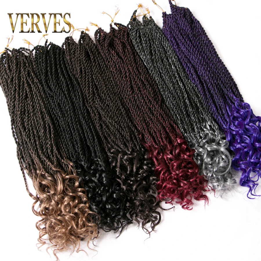 VERVES ombre Senegalese twist вязанные крючком косы волосы 18 ''30 прядей/упаковка синтетическое плетение волос Расширения 80 г/упак. twist braid