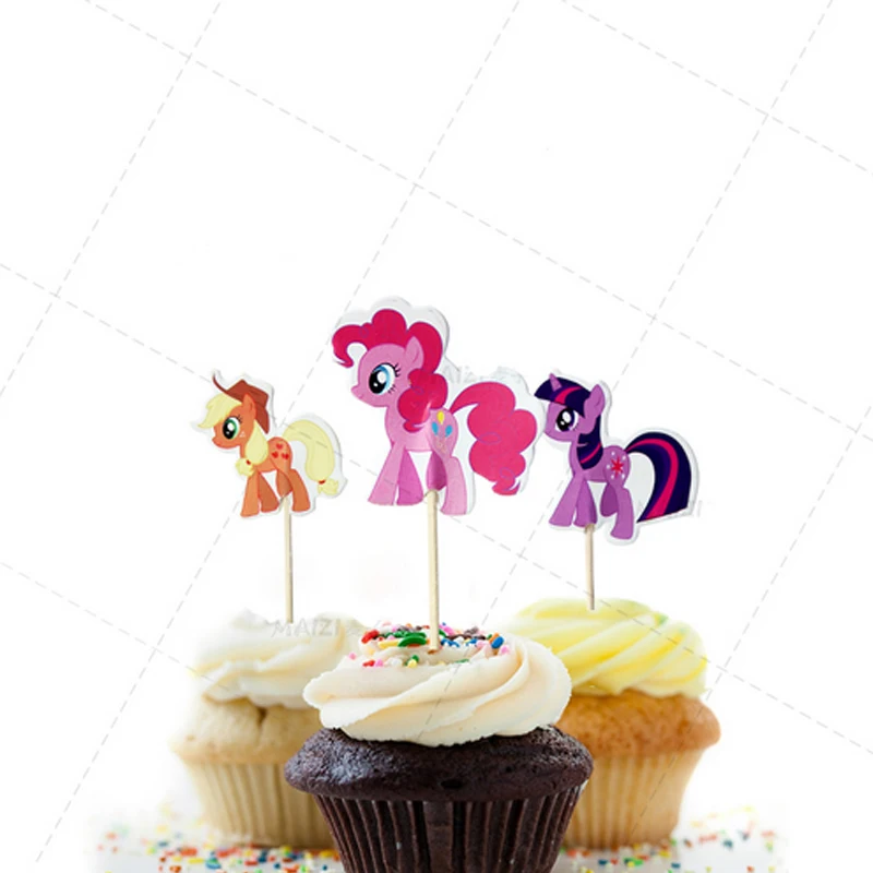 24 шт./партия, мультяшный морской конь, топпер для торта, украшение для торта на день рождения, детский подарок на день рождения, свадьбу