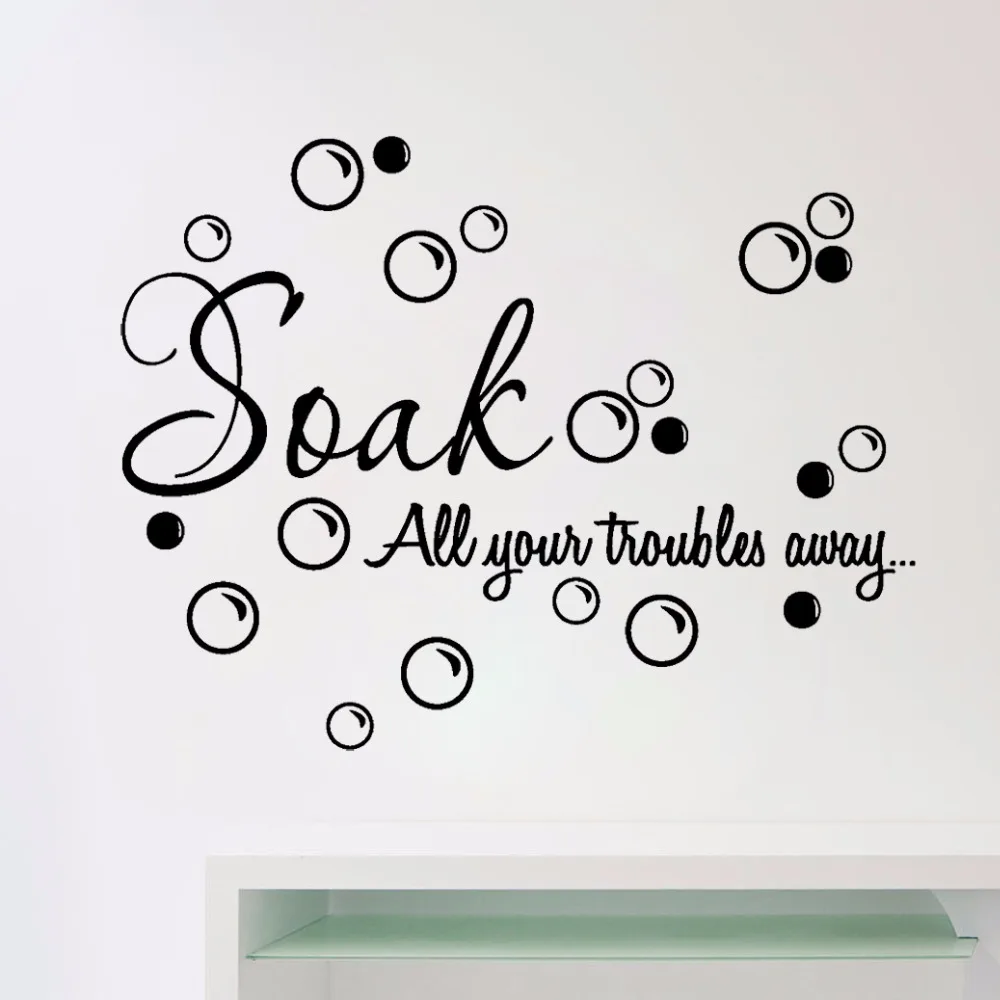 Bubble Ideas Stickers Soak All Your Troubles Away Bathroom Wall Decal Waterproof Wall Window Decoration Home Decor Decals S182