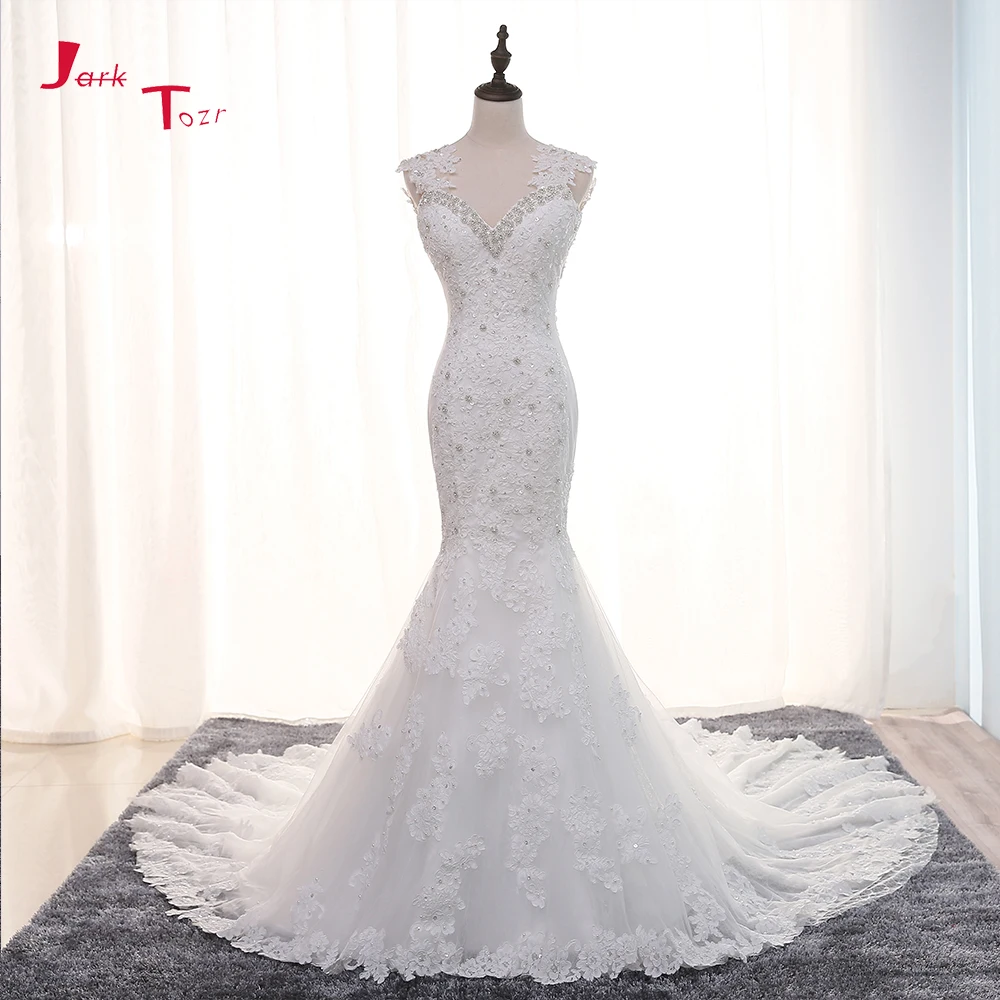 

Jark Tozr 100% Real Photos Shiny Beading Crystal Lace Mermaid Wedding Dresses 2019 China Online Shop Vestido De Noiva Sereia
