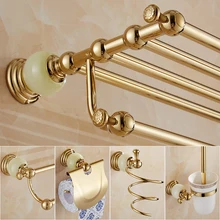 AUSWIND классическая Jade аксессуары для ванной набор вешалок посылка золото Медь вешалка для полотенец Бумага держатель щетки Аксессуары для ванной комнаты Td10