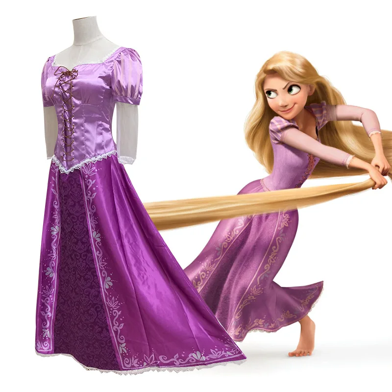 

2018 Nice Purple Dress Adult Rapunzel Cosplay Costume Women Tangled Rapunzel Princess Dresses Halloween Party Free Shipping
