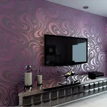 Q QIHANG 3D абстрактная кривая Современная роскошь стекаются полосатые обои фиолетовый 0.7м* 8,4 М = 5,88 м2