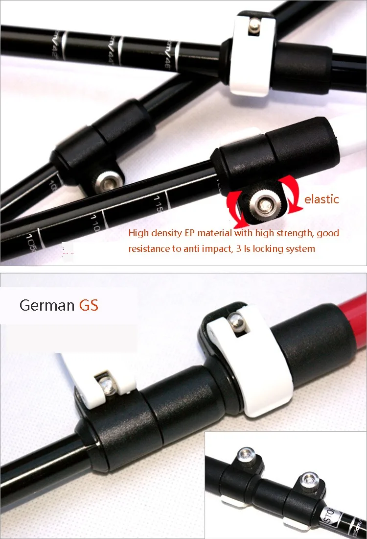 Externo de Fibra de Carbono de Alumínio de Esqui Frete Grátis Lote Caminhada Telescópio Vara Nórdica Bengala Trekking Pole Bloqueio Acampamento 2 Pçs - 4 Frete grátis 2 pçs lote caminhada telescópio