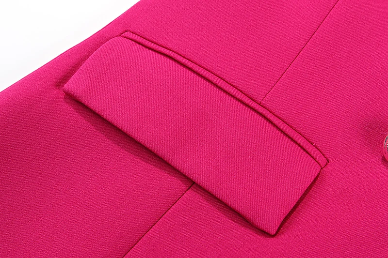 Костюм из двух частей осенний женский модный розовый красный тонкий двубортный профессиональный костюм пиджак узкие брюки костюм