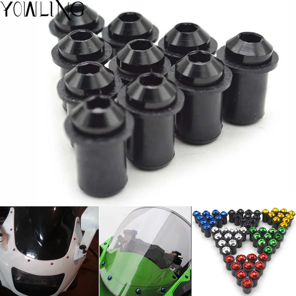 

Brand new Universal 5mm Fairing Wind Screen Screw Bolt Kit Windshield Mounting Nut Wellnut For yamaha yzf r6 1999-2004 r1 2015