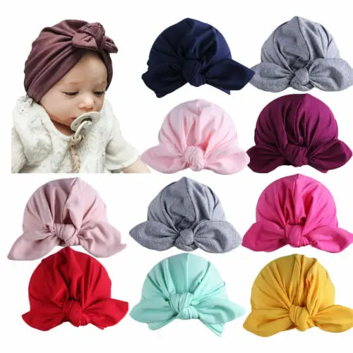 

1PC Cute Newborn Toddler Kids Baby Boys Girls Accessories Turban Knot Cotton Beanie Hats Cap Headband