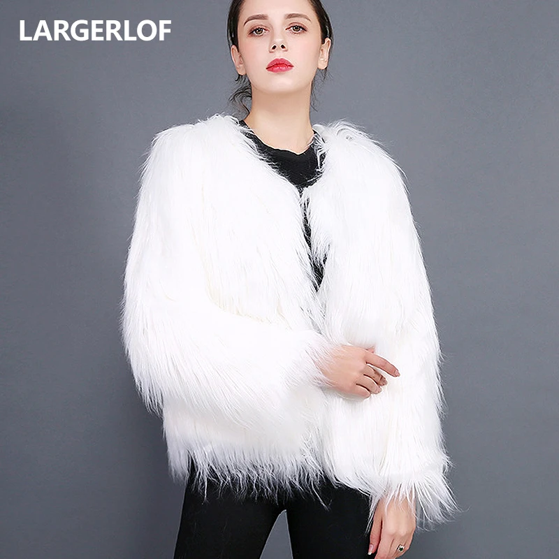 LARGERLOF из искусственного меха пальто 2019 модная куртка пальто с искусственным мехом красного цвета Зимний жакет, женский пиджак Для женщин с