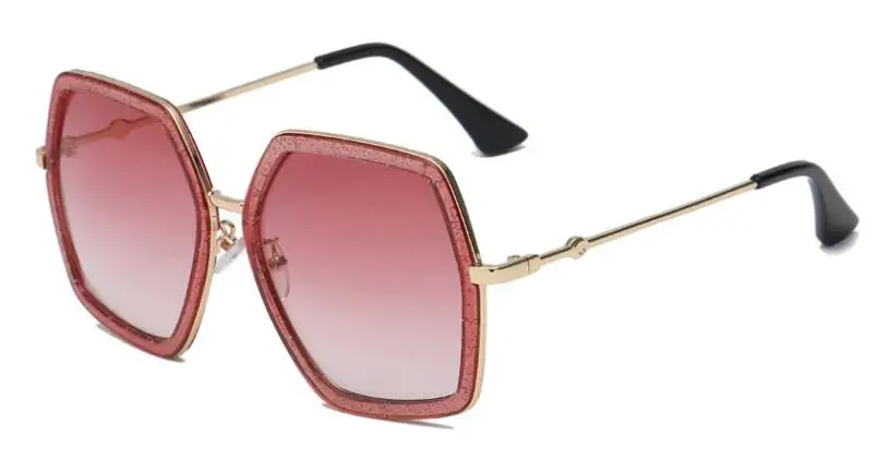 86204 Роскошные многоугольные солнцезащитные очки для женщин, винтажные градиентные оттенки, женские негабаритные брендовые дизайнерские солнцезащитные очки для женщин, Lunette Femme - Цвет линз: red red