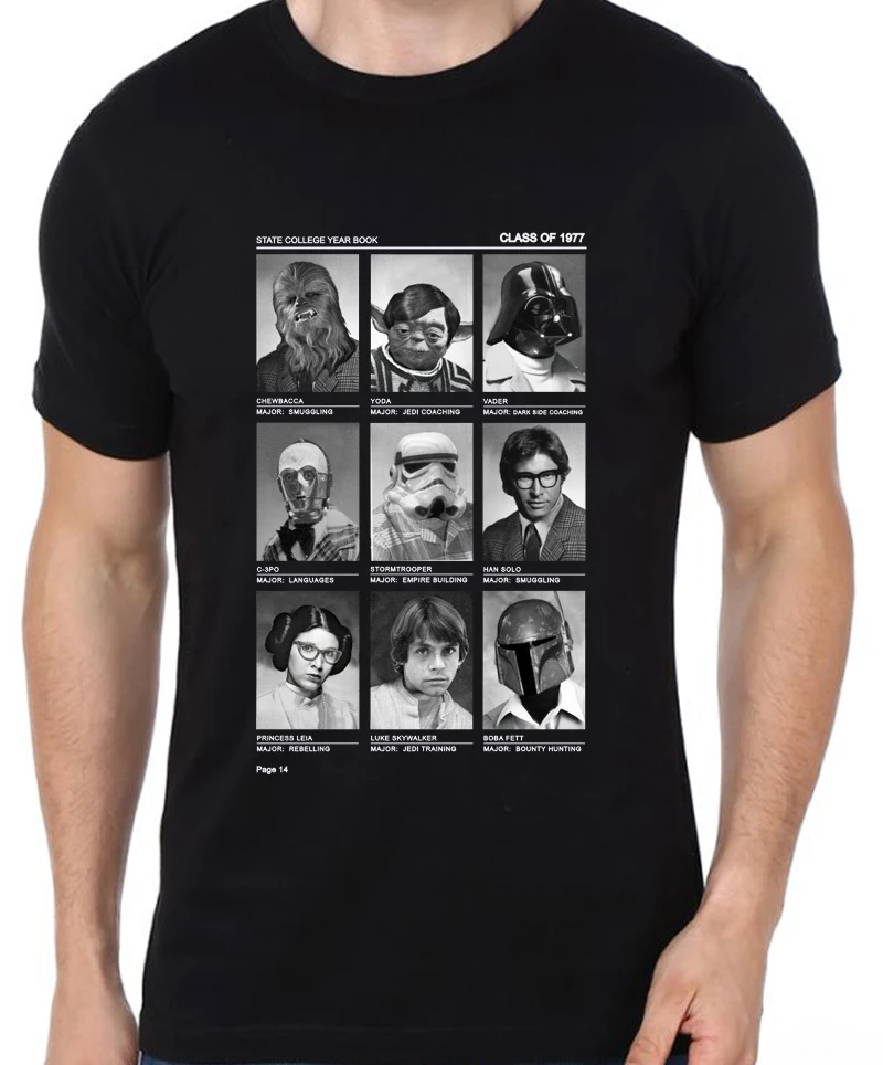 

T Shirt Funny Star Wars Galactic Class of 1977 Yoda Jedi Solo Skywalker Luke T-shirt Fashion Tees