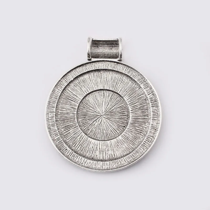 2 шт Антикварный Серебряный Большой богемский Бохо медальон резной волны круглый талисман кулон для DIY Ожерелье Изготовление фурнитура 63,5x77 мм