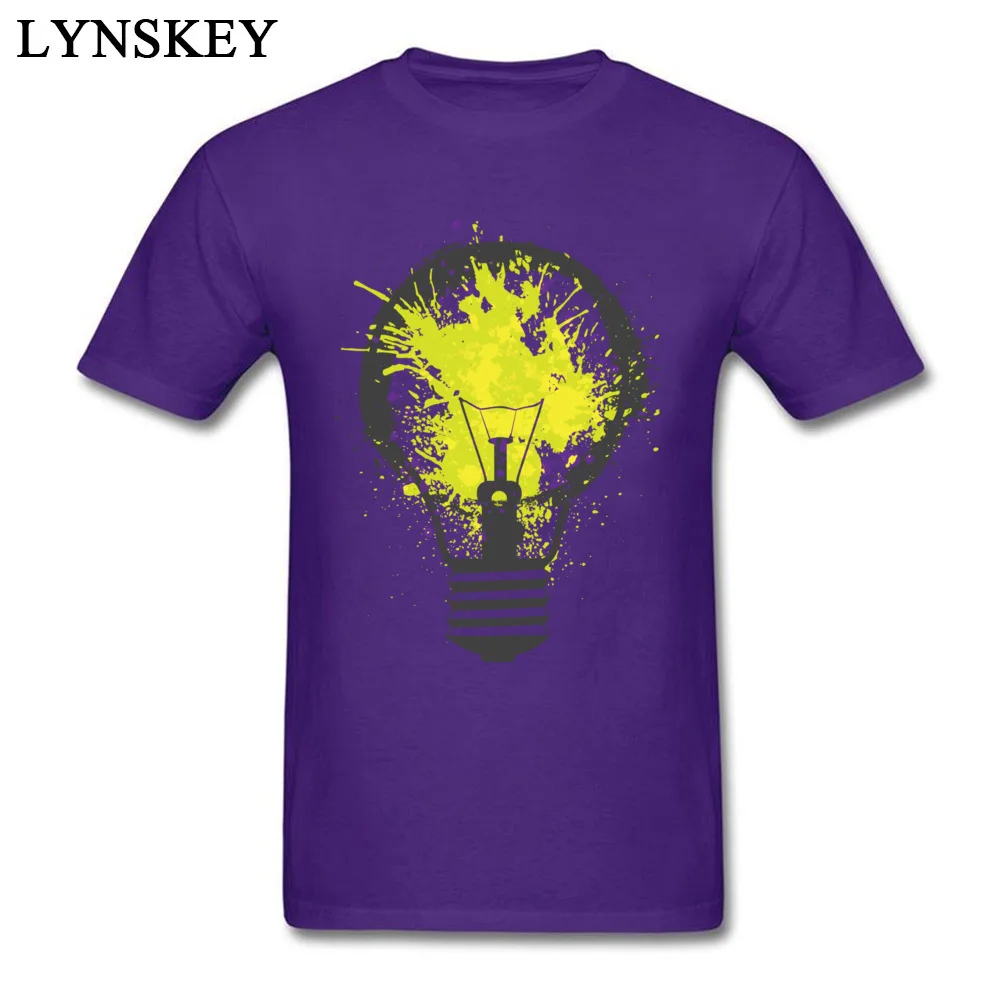 O-Neck 100% Cotton Mens T-shirts Unique Short Sleeve Tops Shirts Slim Fit Birthday Clothing Shirt Splash Electricity Splash Electricity purple