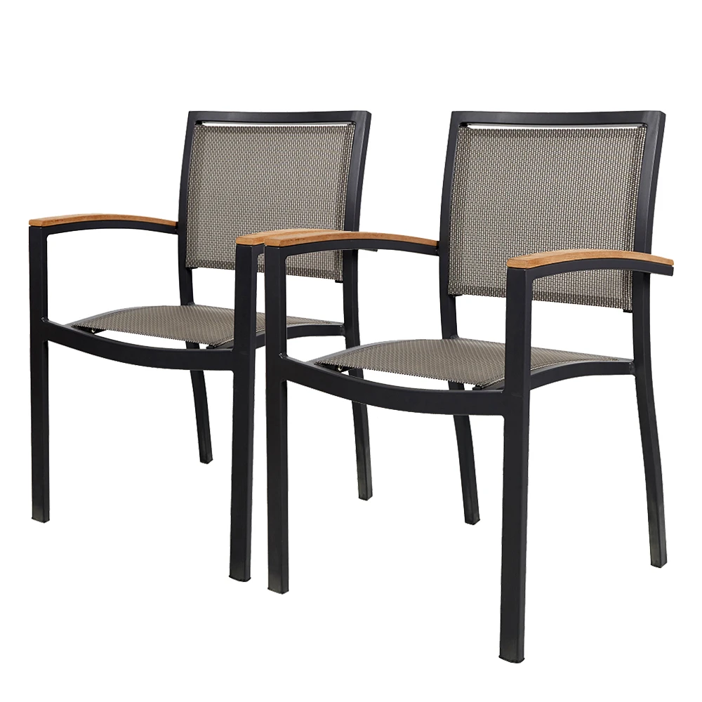 2 Pk Stackable Patio Chairs Metal Indoor Outdoor Restaurant Stack