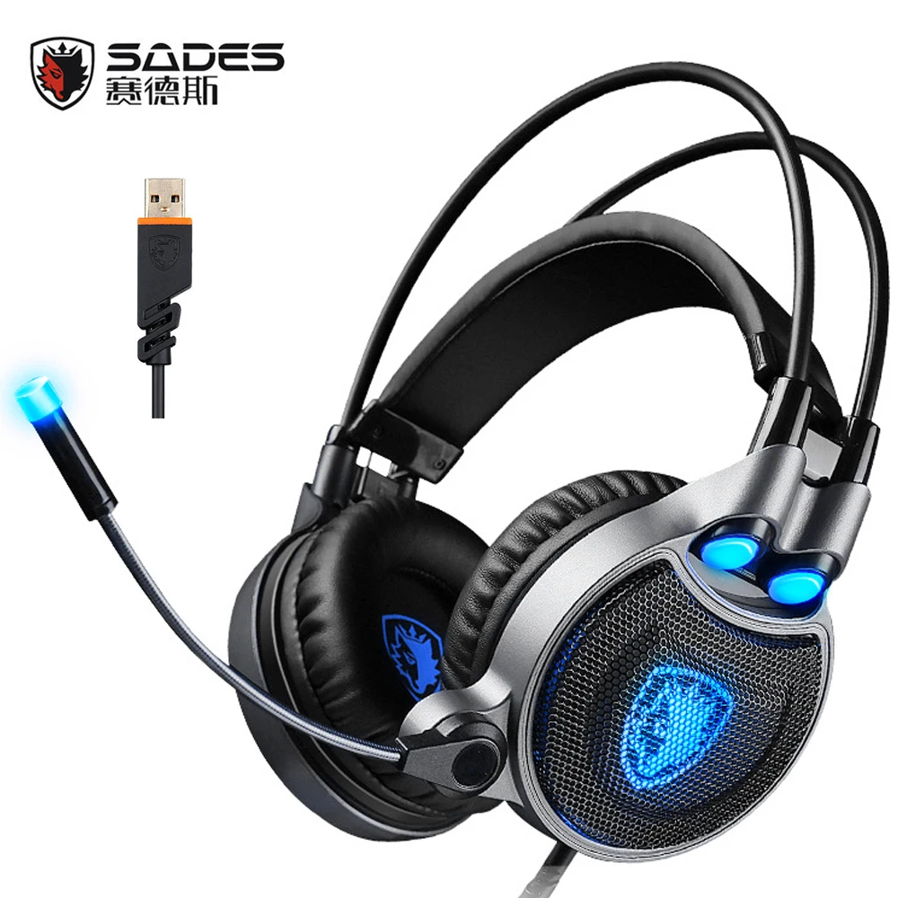 Игровая гарнитура SADES R1 с объемным звуком USB 7 1 накладная повязка на голову