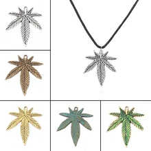 1pcs Black Wax Cotton Cord with Tibetan Leaf Charm hemp Pendant Necklace, Pagan, Wiccan black leaf pendant cord choker necklace