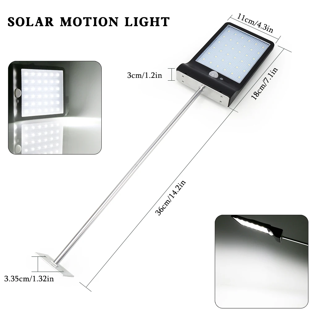 36 светодиодов Солнечный свет PIR датчик движения солнечные три режима уличные лампы для сада наружное настенное освещение водонепроницаемый