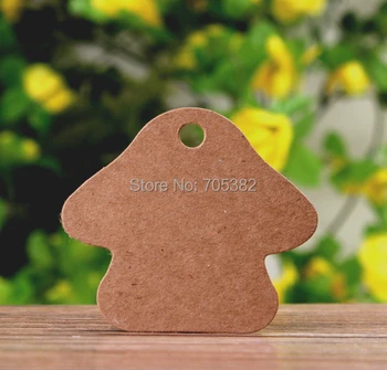 

5.1*4.5cm (With cord) Kraft mushroom design blank hang tag Price tags Gift bookmark (aa-662)