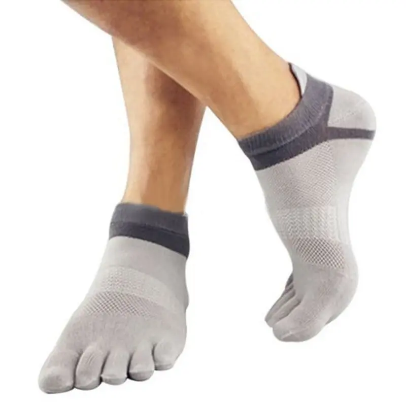 Уличные мужские и женские дышащие хлопковые носки спортивные носки удобные носки с 5 носками Нескользящие дышащие носки Calcetines 38-43 - Цвет: Серый