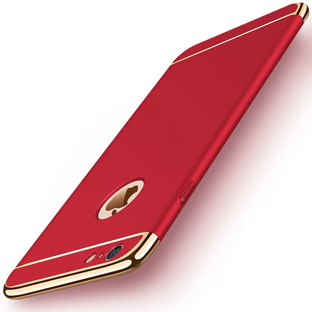 3 в 1 задняя крышка для iphone 6 6s 7 8 plus Чехол-Коке жесткий защитный чехол для iphone 6s 7 5 8 X XR XS Max чехол для телефона - Цвет: Красный