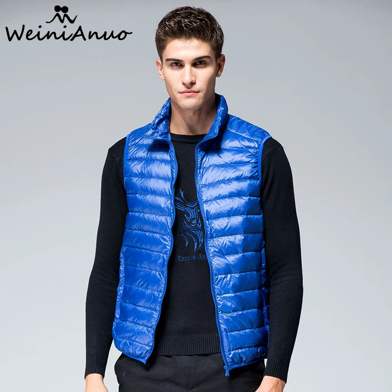 WEINIANUO зимний жилет пальто Для мужчин без рукавов мужской пуховой Куртки Slim Fit