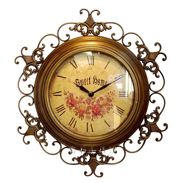 Rustic fashion wall clock wrought iron mute Large quartz clocksin Wall Clocks from Home