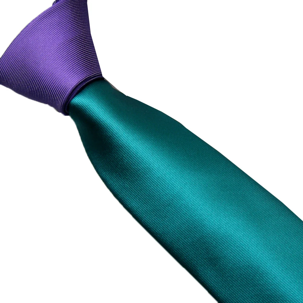 

LAMMULIN Men's Ties Fashion Design Purple Knot Contrast Green Two Tone Neck Tie Patchwork Microfiber Skinny Tie 6cm Cravat