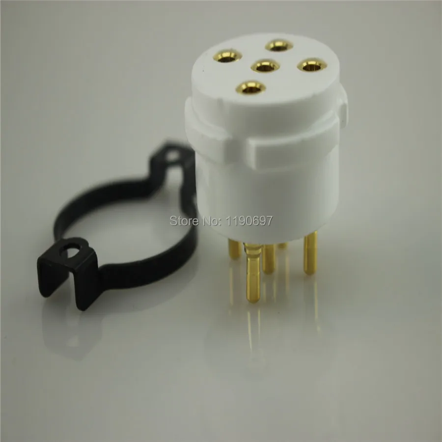 

1PC 5Pins Tube Socket Golden Plate Copper Pin For PX4 PX5 1064 U19 U18 Tube Ceramic Socket Free Shipping