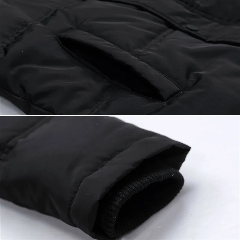 Теплая Длинная черная манто с капюшоном Femme Hiver пуховая хлопковая парка зимняя