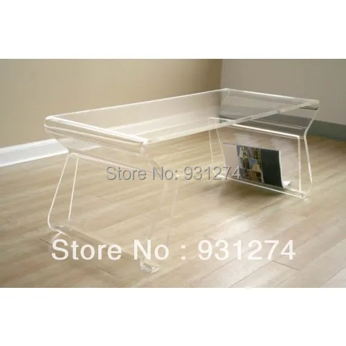 Acrylic Coffee Table with Magazine Rack/Acrylic End Table/Plexi Tea Table with Magazine Holder/Acrylic Furniture
