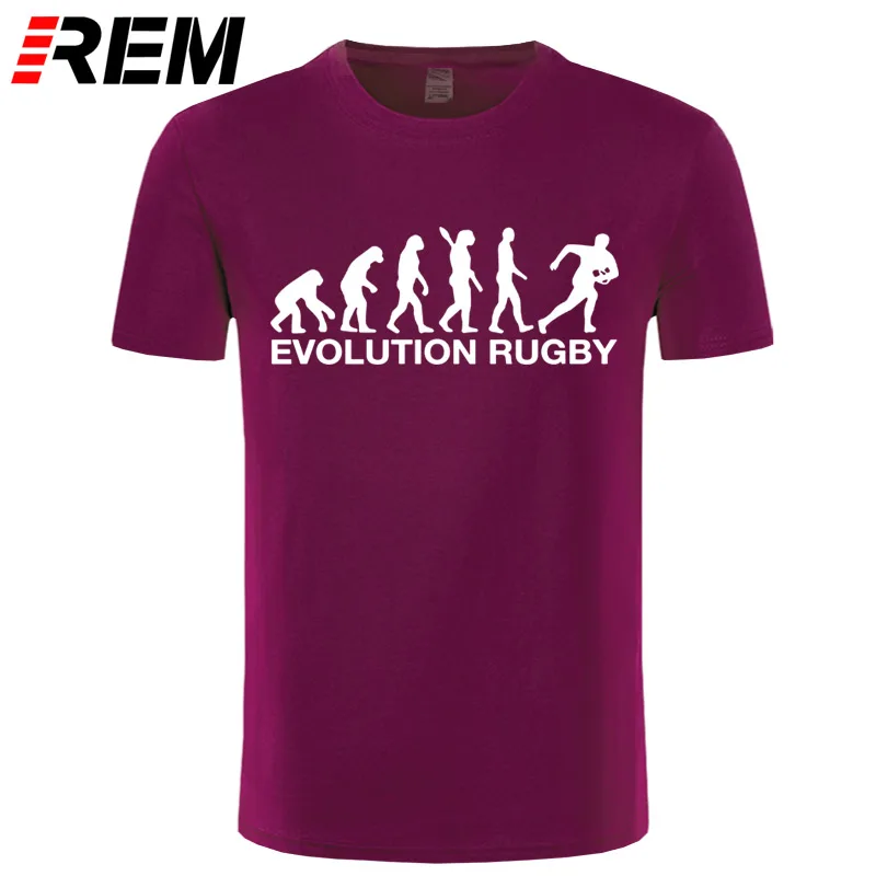 REM Эволюция Rugbying печатных хлопковые футболки Для мужчин Повседневное короткий рукав с О-образным вырезом Футболка Веселая в стиле «хип-хоп» Для мужчин s спортивные Футболки замшевые туфли для мужчин